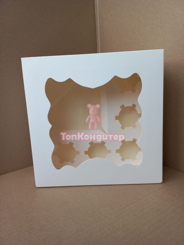 Коробка на 5 капкейков и бенто-торта белая