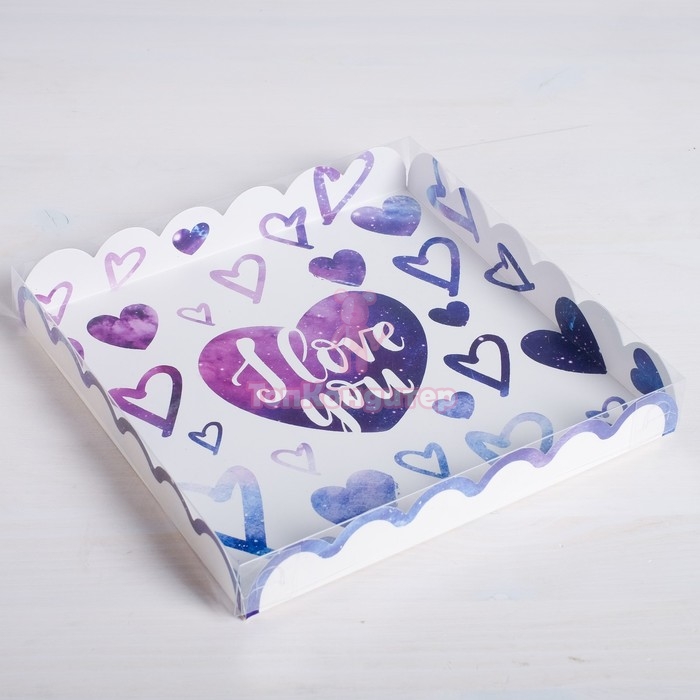 Коробка для пряников 21 см*21 см*3 см "I love you"