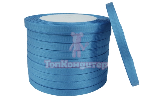 Лента атласная 0,6 см Темно-голубой 23 м