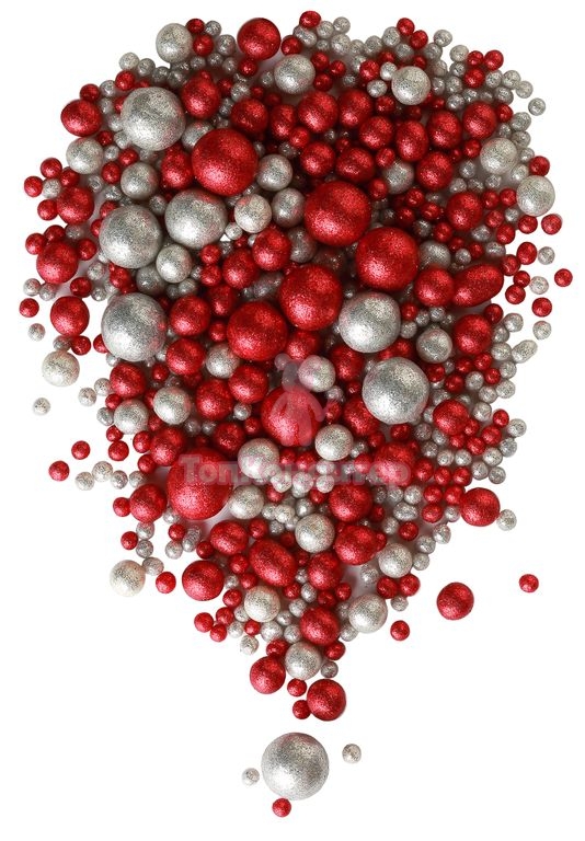 Драже зерновое в цветной кондитерской глазури "Блеск" (красный,серебро) №713