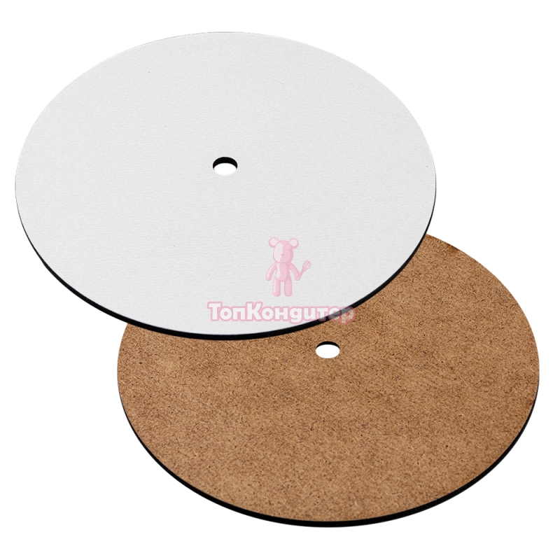 Подложка ламинированная с отверстием белая 22 см , толщина 3 мм