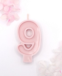 Свеча цифра "9" розовая