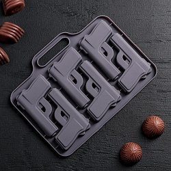 Форма для льда и шоколада "Пистолет" 6 ячеек 18,7*13,4*1,5 см