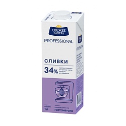 Сливки "Свежее завтра" 34% 1 л