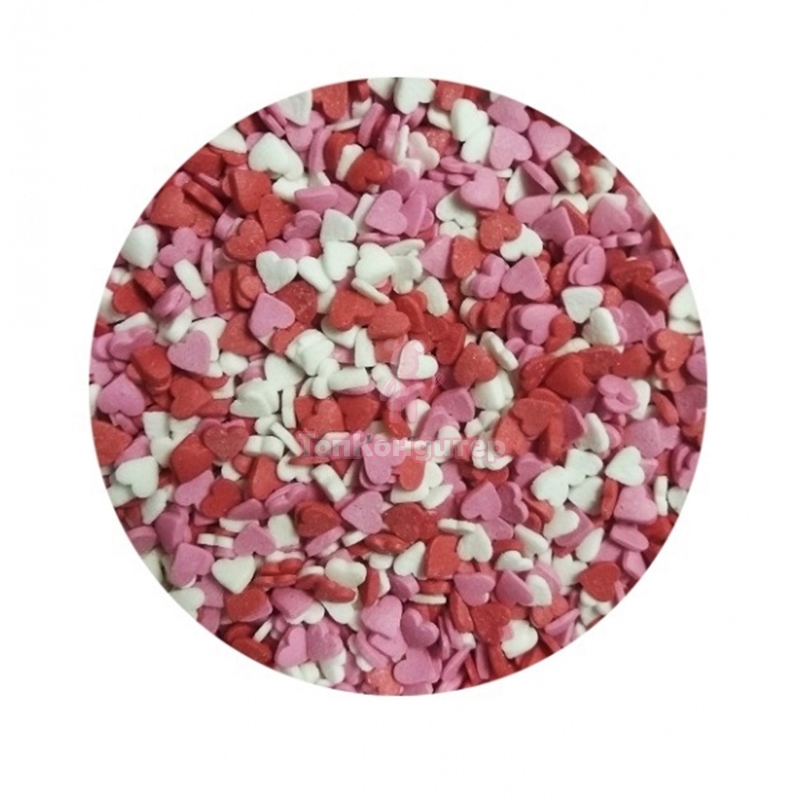 Посыпка "Сердечки" бел/роз/красн мини 0,05 кг