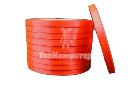 Лента атласная 0,6 см Неоново-оранжевый 23 м