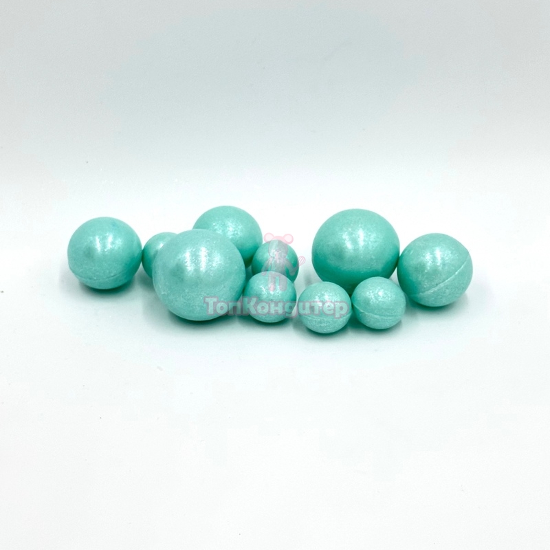 Сферы из шоколадной глазури перламутровые голубые 25шт.