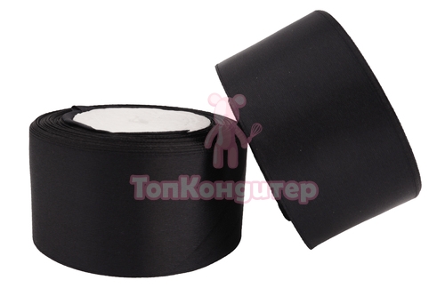 Лента атласная 5 см Черный 23 м