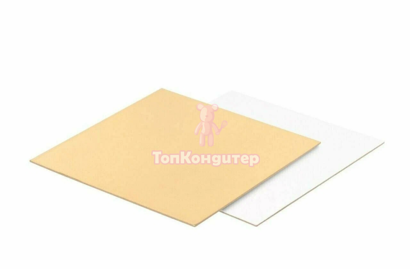 Подложка для торта "Золото/Белая" 15 см*15 см, толщина 1,5 мм