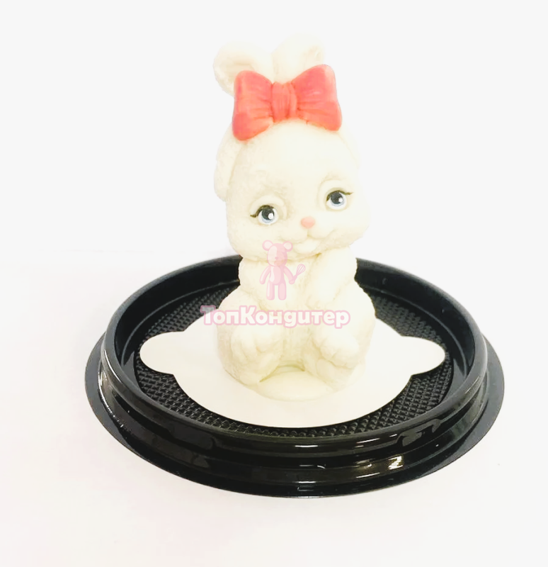 Фигурка из шоколадной глазури Зайка с бантиком 8*4,5см, цветная