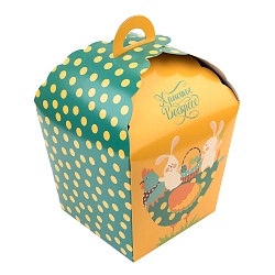 Коробка для кулича "Зайчики, оранжевая" 17 см*17 см*26 см