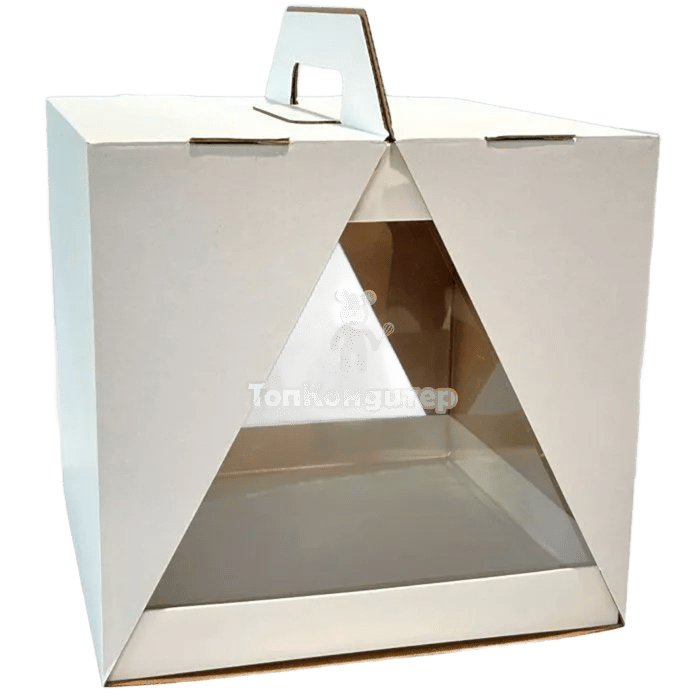 Коробка для торта с ручками двусоставная 23,5 см*23,5 см*22 см