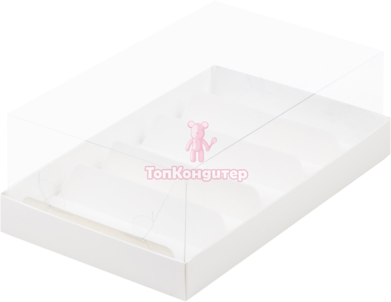Коробка на 5 эклеров 22 см*13,5 см*7 см с пластиковой крышкой