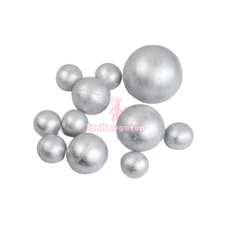Сферы из шоколадной глазури перламутровые серебро 10 шт